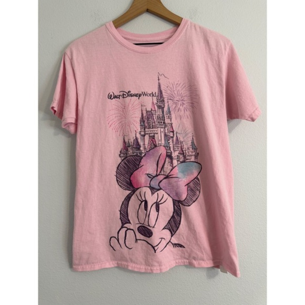 Disney Parks -‎ Walt Disney World Minnie Castle Pink Tee 100% Cotton Size XL